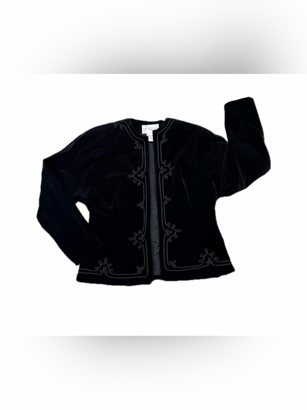 VTG Nordstrom Town Square Black Lined Cotton Velvet Blazer Size 8 Whimsygoth